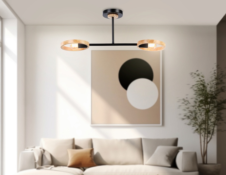 TR8244/2 BK/LWD черный/светлое дерево E27/2 max 40W 590*165*220