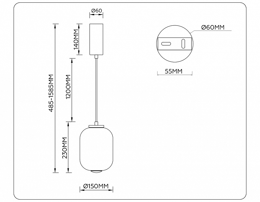 LH11031 BK/MG черный/мраморно-серый 8W 3000K D150*1585