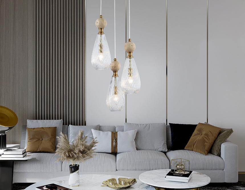 LH53284/3 BS/CL латунь/прозрачный E14*3 max 40W D335*2150