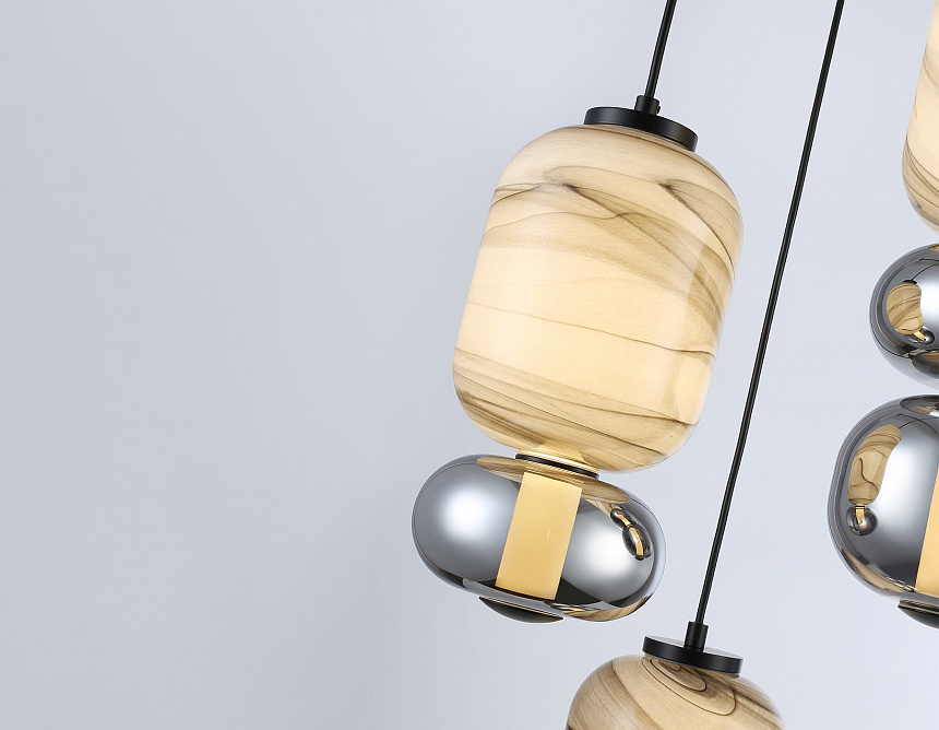 LH11036/3 BK/MG/SM черный/мраморно-серый/дымчатый 40W 3000K D410*2050