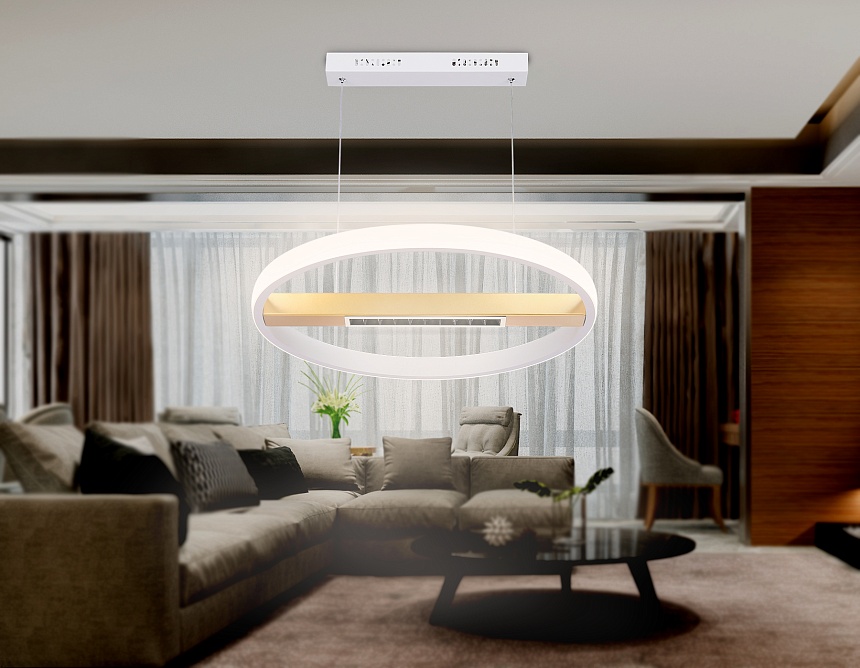 FL51488 WH/GD белый/золото 62W 3000K-6400K D600*1000 (ПДУ ИК)