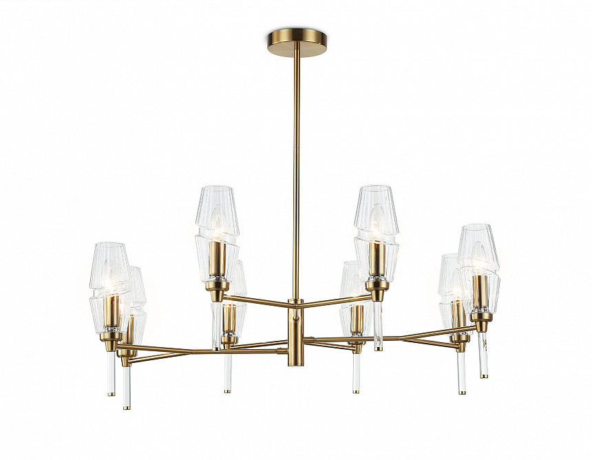 LH55202/8 BS/CL латунь/прозрачный E14*8 max 40W D800*520