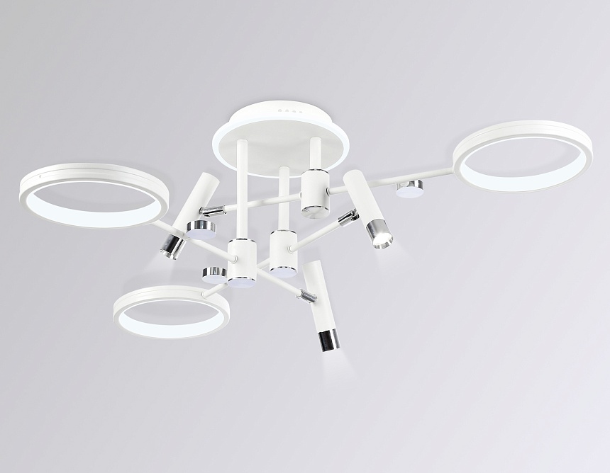 FL51646/3+3 WH/CH белый/хром 76W 3000K-6400K D700*300 (ПДУ ИК)