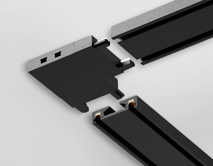 GV1116 BK черный угловой коннектор для накладного шинопровода 36*36*6