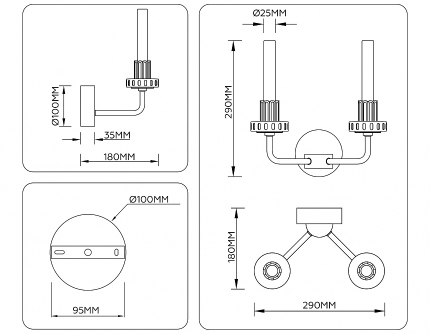 LH53130/2 GD/WH/GB золото/белый/серо-синий 4W 3000K 290*180*290 LH53130/2 GD/WH/GB золото/белый/серо-синий 4W 3000K 290*180*290