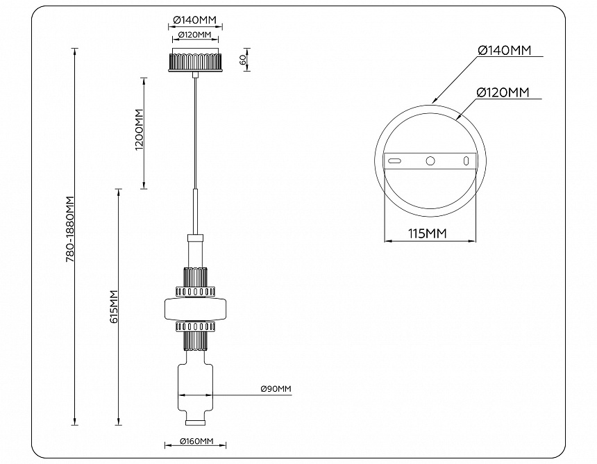 LH53121 GD/WH/GB золото/белый/серо-синий 19W 3000K D160*1880