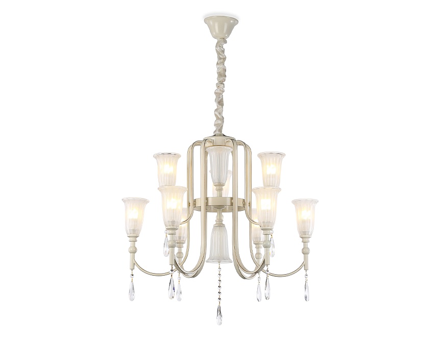 TR3248/9 BG/GD/FR бежевый/золото/белый матовый E14*9 max 40W D735*720