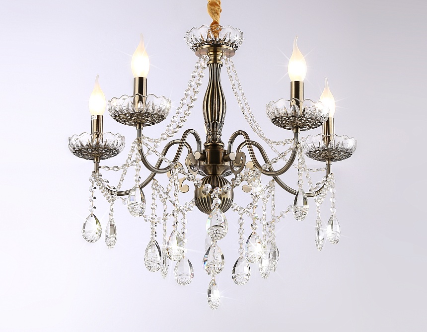 TR4949/5 SB/CL бронза/прозрачный E14/5 max 40W D620*585