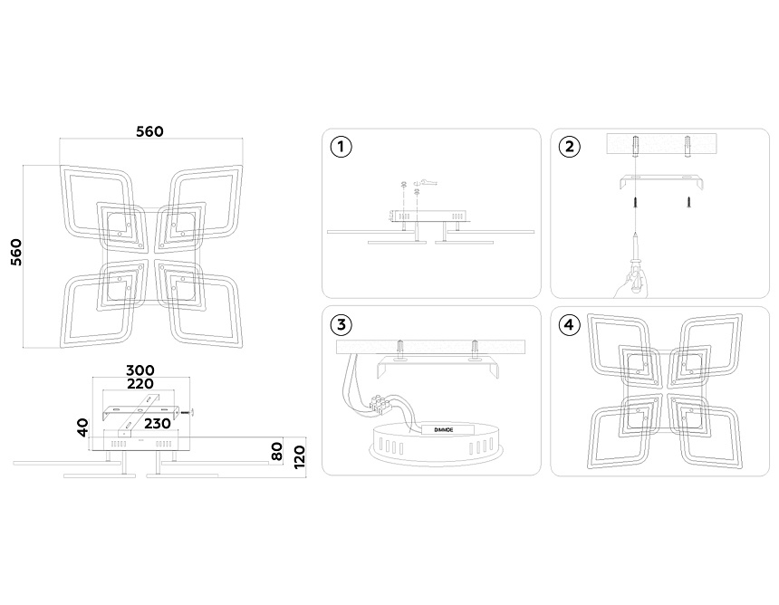 FA8911/4+4 WH/CH белый/хром 162W 3000K-6400K 560*560*120 (ПДУ РАДИО 2.4G) FA8911/4+4 WH/CH белый/хром 162W 3000K-6400K 560*560*120 (ПДУ РАДИО 2.4G)