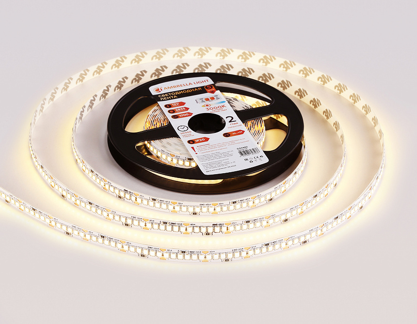 GS1401 2835 240Led/ 17W m/ 12V IP20 3000K/ 5000*10*1.2mm (2 конт.) GS1401 2835 240Led/ 17W m/ 12V IP20 3000K/ 5000*10*1.2mm (2 конт.)