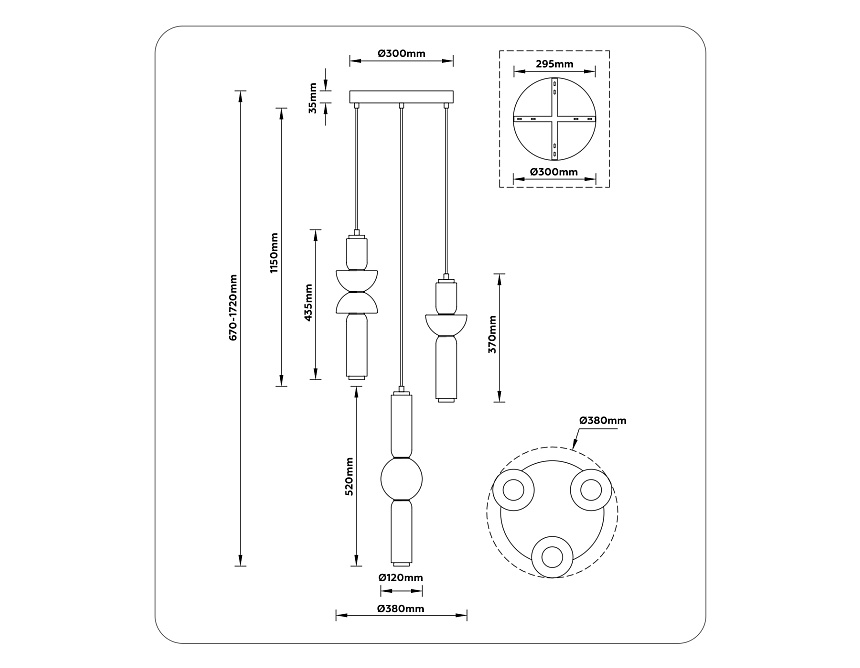 LH11026/3 BK/SM черный/дымчатый 40W 3000K D380*1720