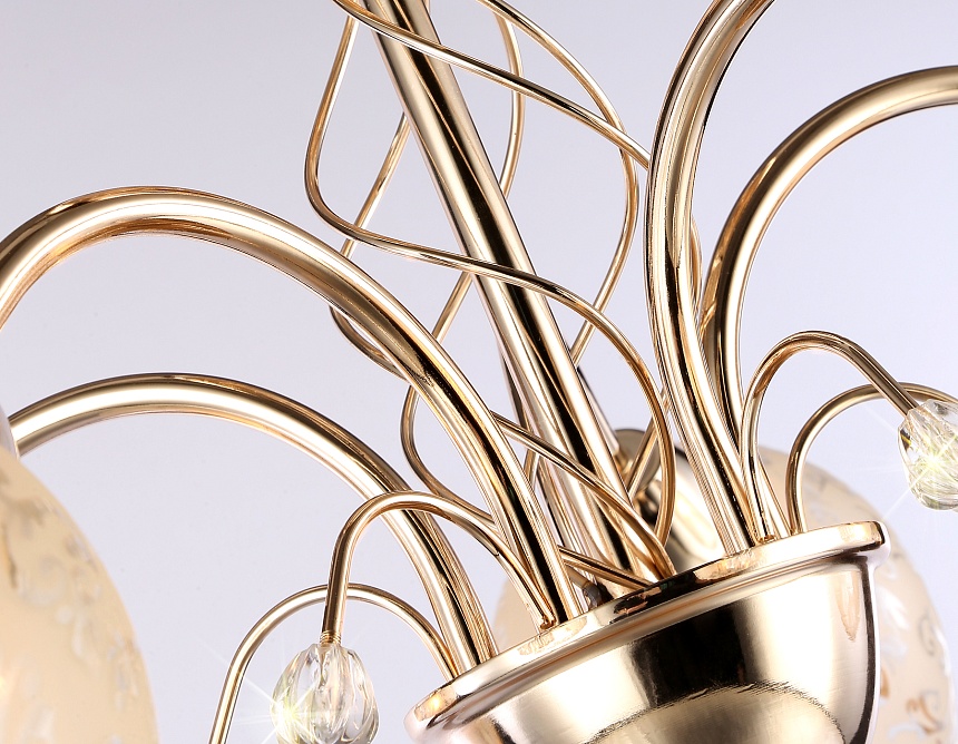 TR3189/5 GD/CL/FR золото/прозрачный/белый матовый E27/5 max 40W D600*285