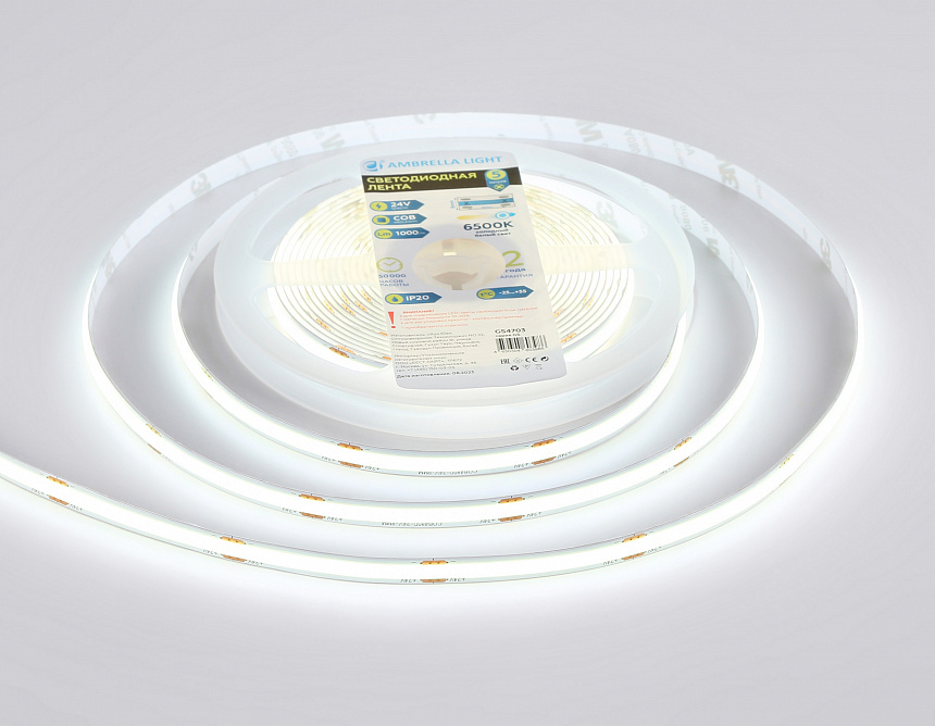 GS4703 COB 480Led /12W m/ 24V IP20 6500K/ 5000*8*1.54mm (2 конт.) GS4703 COB 480Led /12W m/ 24V IP20 6500K/ 5000*8*1.54mm (2 конт.)