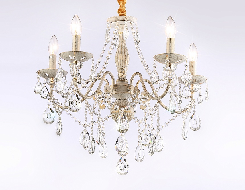 TR4944/5 WH/GD/CL белый/золото/прозрачный E14/5 max 40W D605*565