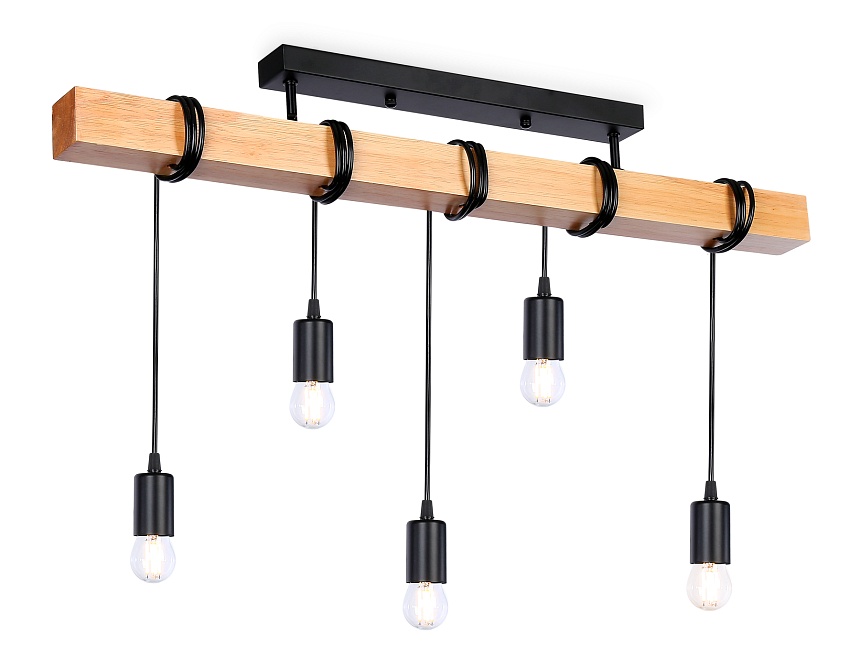 TR8183/5 BK/LW черный/светлое дерево E27*5 max 40W 800*50*420