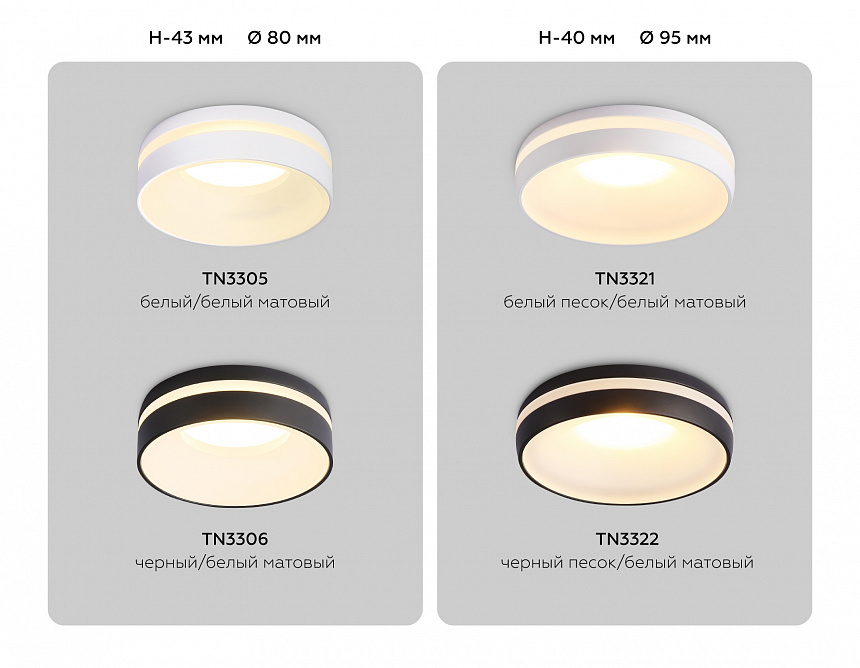 TN3322 SBK/FR черный песок/белый матовый GU5.3 D95*45