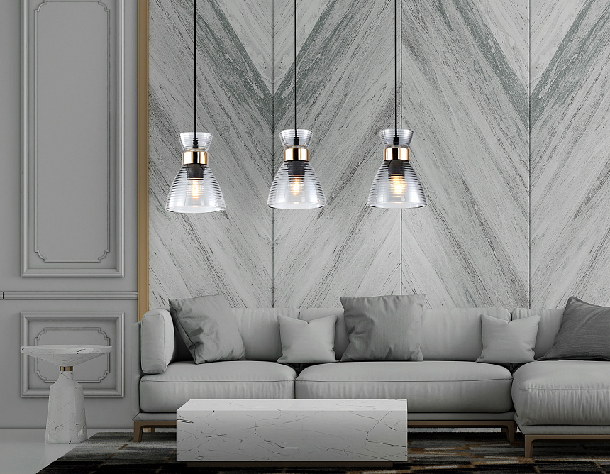 TR3407/3 BK/FGD/SM черный/золото/дымчатый E27/3 max 60W 550*135*1000