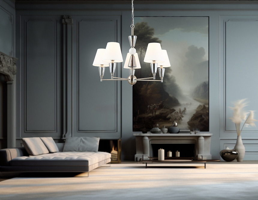 LH75253/5 SN/FR сатин никель/белый матовый E14*5 max 40W D700*510