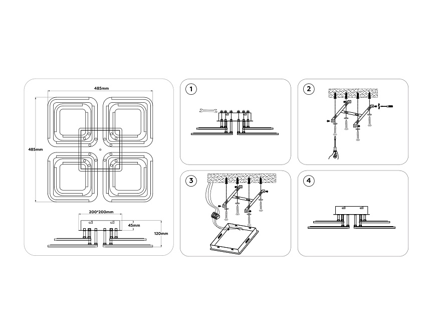 FA8948/4+4 WH белый 101W 3000-6000K 485*485*120 (ПДУ ИК)