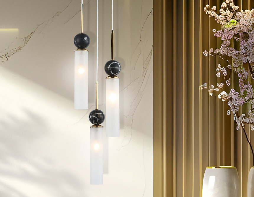 LH53262/3 BS/WH латунь/белый E14*3 max 40W D230*1700