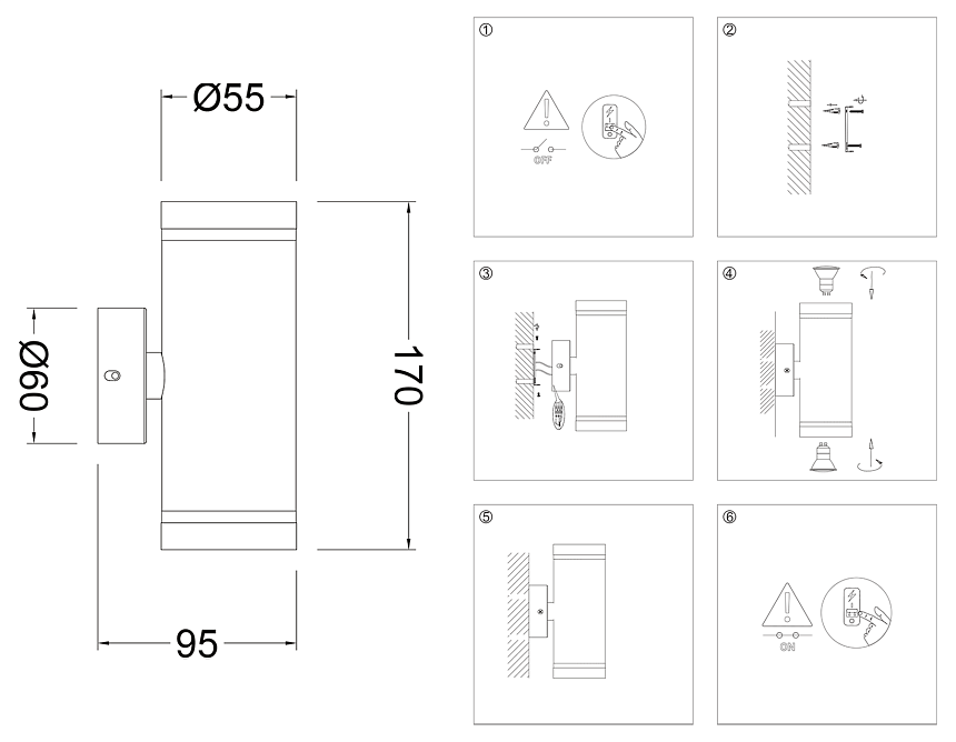 FW2488/2 WH белый GU10/2 max 12W 170*55*95