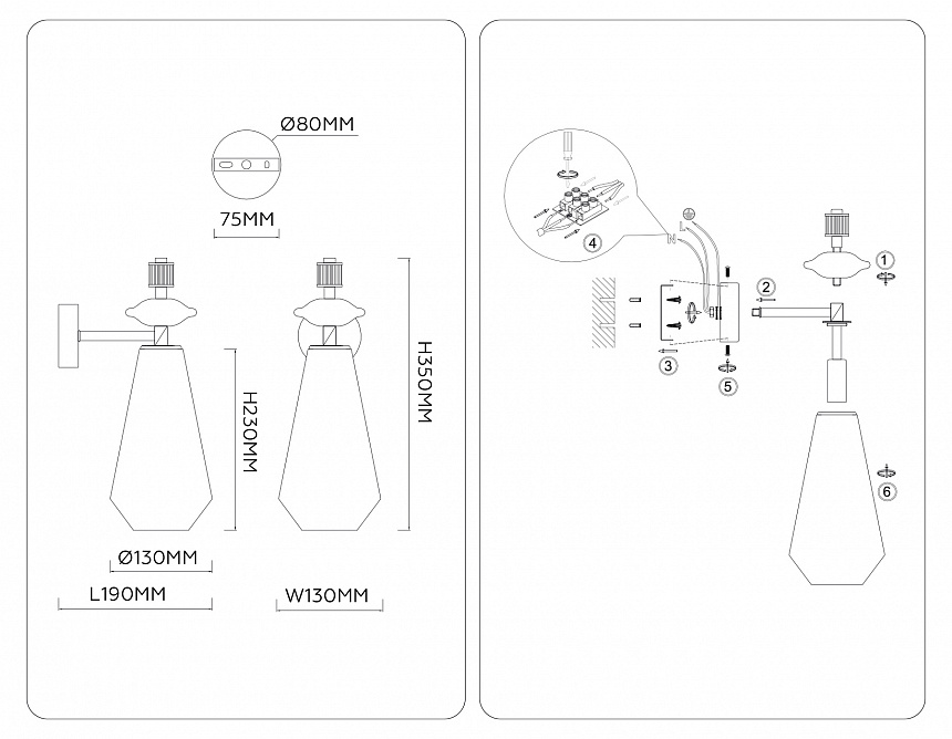 LH53307 BS/CL латунь/прозрачный E14 max 40W 190*130*350