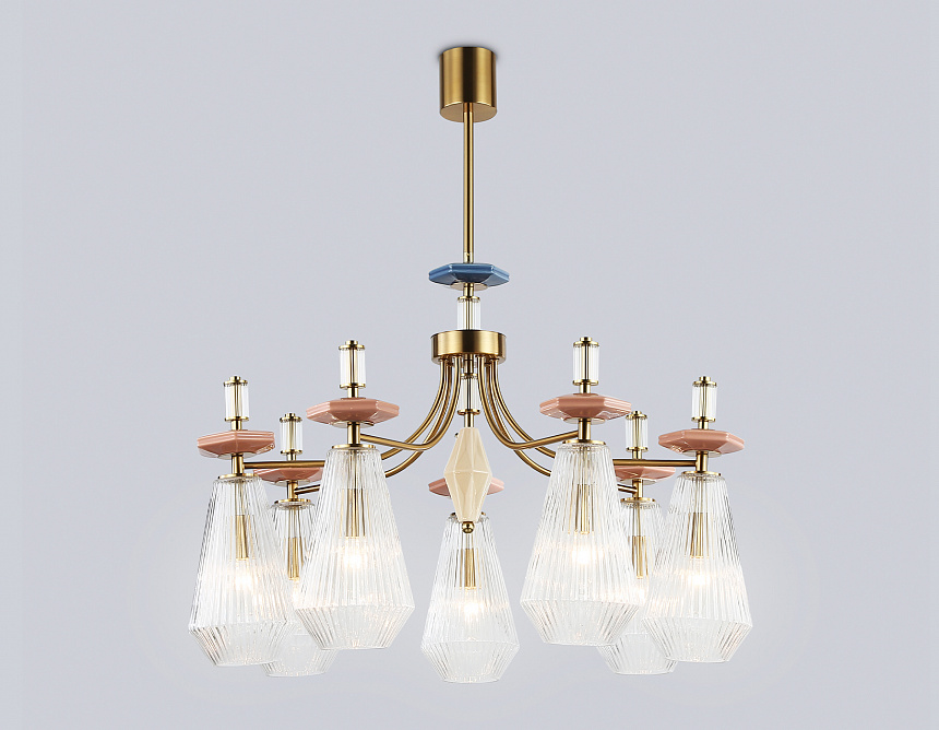 LH53184/7 BS/CL латунь/прозрачный E14*7 max 40W D750*1010