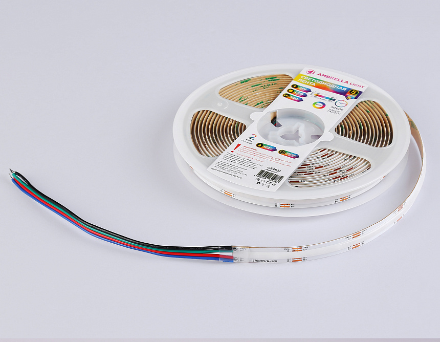 GS4951 COB 576Led/ 14W m/ 24V IP20 RGB/ 5m*10mm*3mm (4 конт.) GS4951 COB 576Led/ 14W m/ 24V IP20 RGB/ 5m*10mm*3mm (4 конт.)