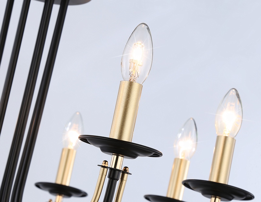 TR9622/8 BK/CGD черный/золото E14/8 max 40W D700*450