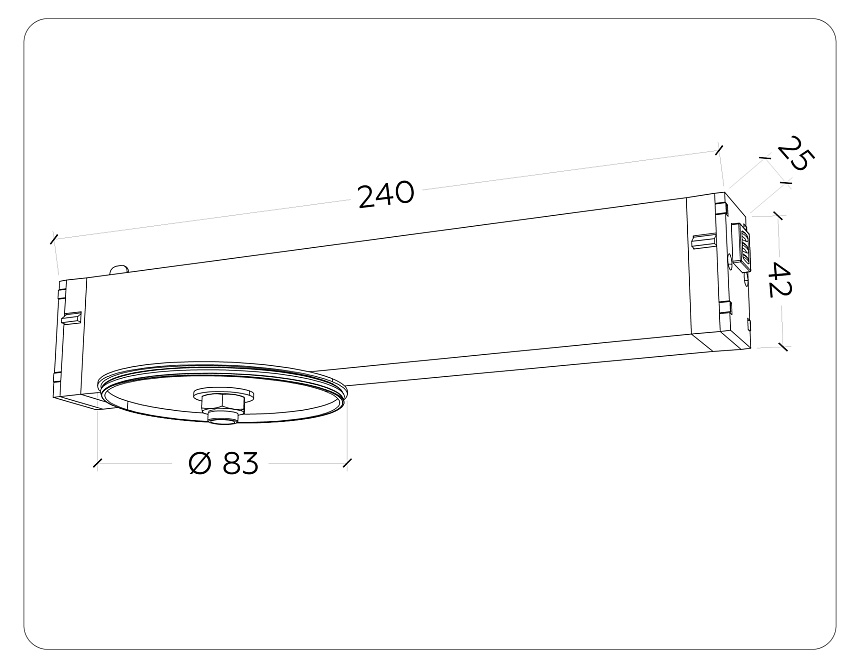 A2542 BK черный крепеж трековый для корпуса DIY D85mm 232*83*55