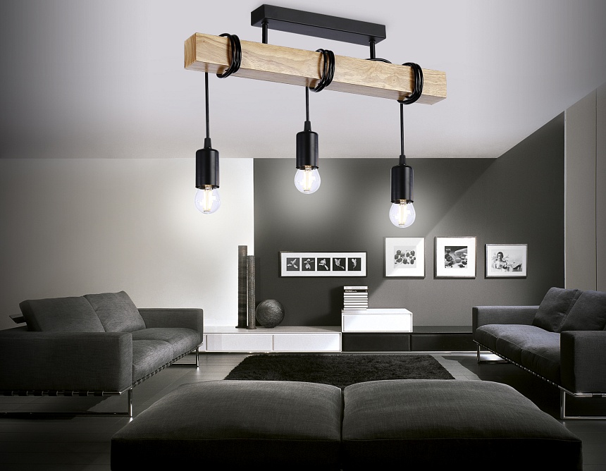 TR8182/3 BK/LW черный/светлое дерево E27*3 max 40W 500*50*420