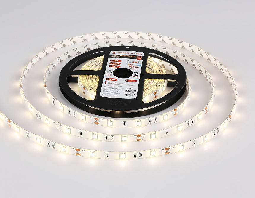 GS1901 5050 30Led/ 7.2W m/ 12V IP65 3000K/ 5000*10*2.87mm (2 конт.) GS1901 5050 30Led/ 7.2W m/ 12V IP65 3000K/ 5000*10*2.87mm (2 конт.)