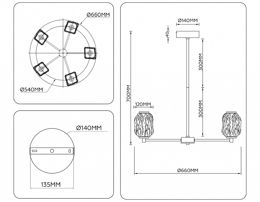LH30104/5 SB/TI бронза/янтарь 27W 3000K D660*700