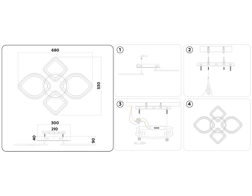FA5149 GD золото 77W 680*630*90 (ПДУ РАДИО 2.4)