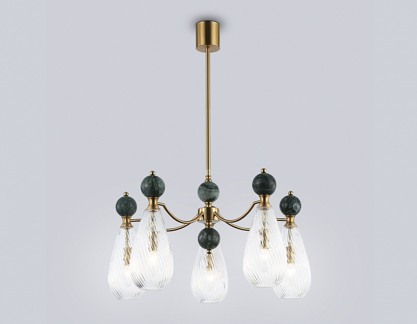 LH53292/5 BS/CL латунь/прозрачный E14*5 max 40W D675*900