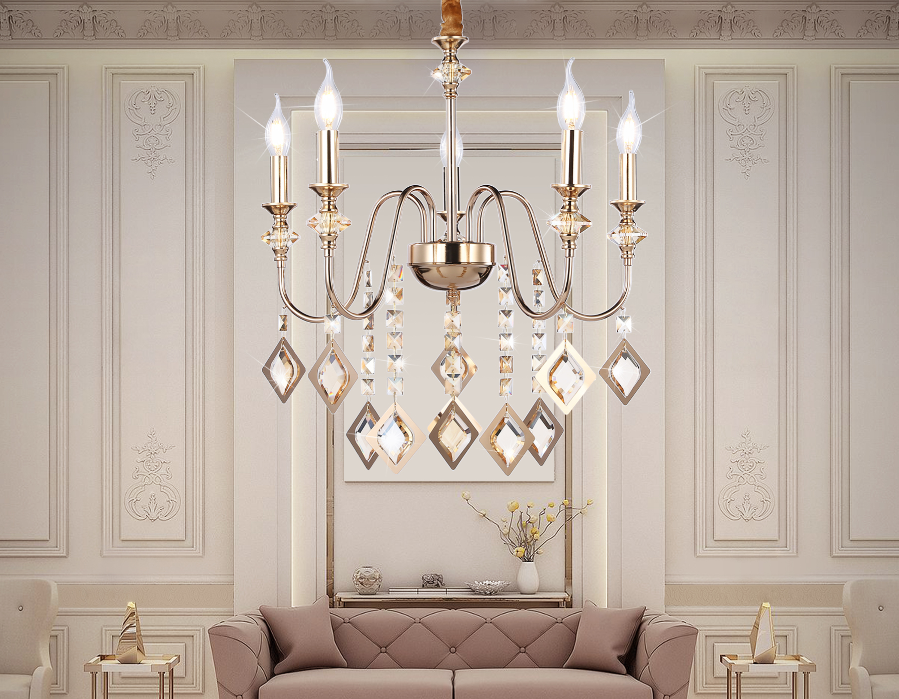 TR4955/5 FGD/TI золото/янтарь E14*5 max 40W D560*595