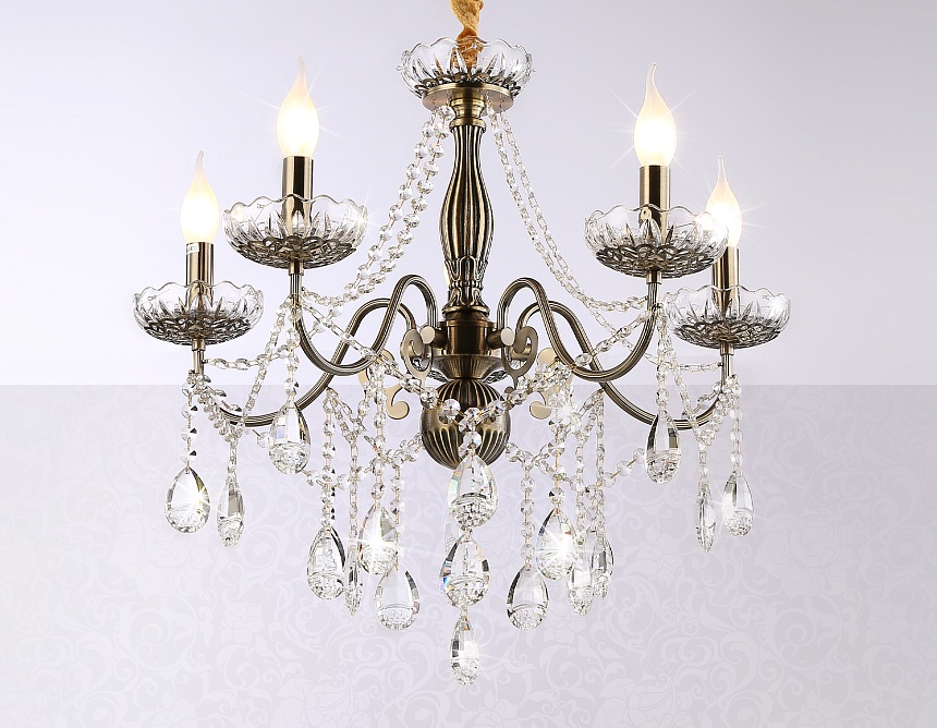 TR4949/5 SB/CL бронза/прозрачный E14/5 max 40W D620*585