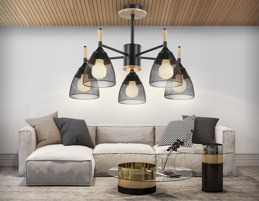 TR8015/5 BK черный E27*5 max 40W D600*385