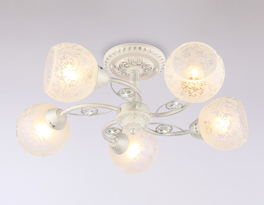 TR3062/5 WH/SL/FR белый/серебро/белый матовый E27/5 max 40W D615*245