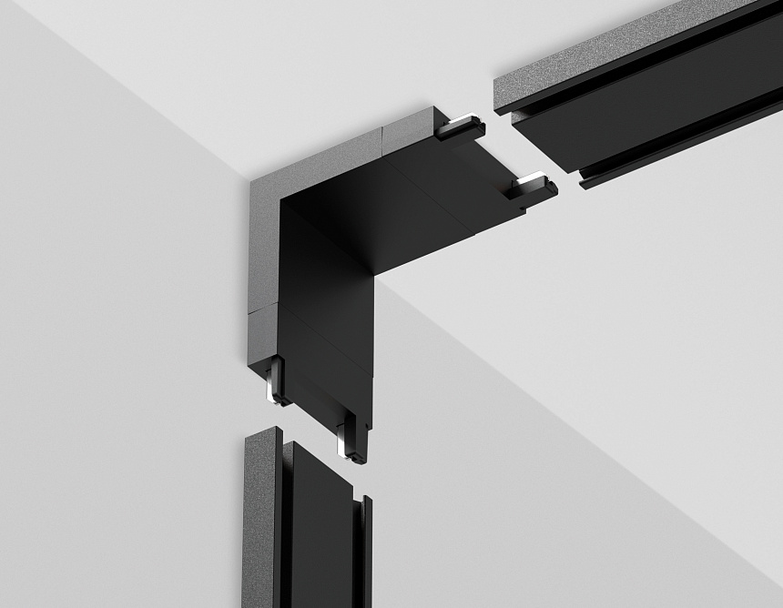 GV1104 BK черный коннектор угловой настенно-потолочный для накладного шинопровода IP20 48V 26*26*6