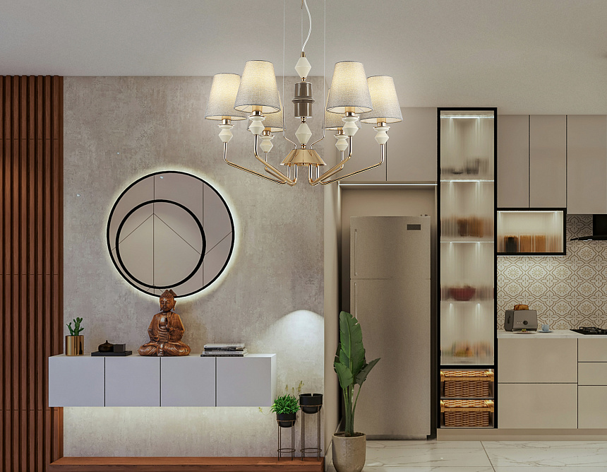 LH75401/6 GD/GR золото/серый E14*6 max 40W D700*1260