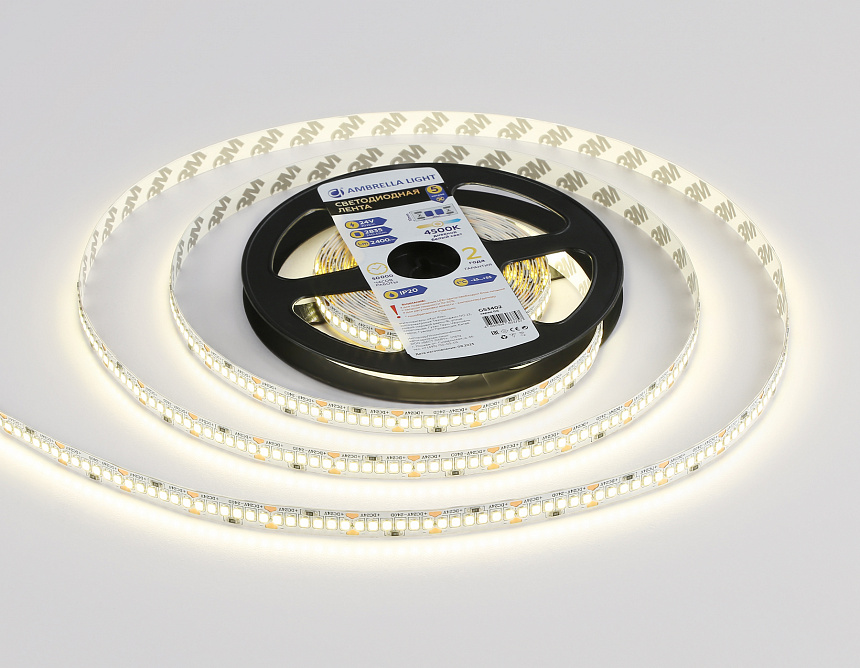GS3402 2835 240Led/ 20W m/ 24V IP20 4500K/ 5000*10*1.2mm (2 конт.) GS3402 2835 240Led/ 20W m/ 24V IP20 4500K/ 5000*10*1.2mm (2 конт.)