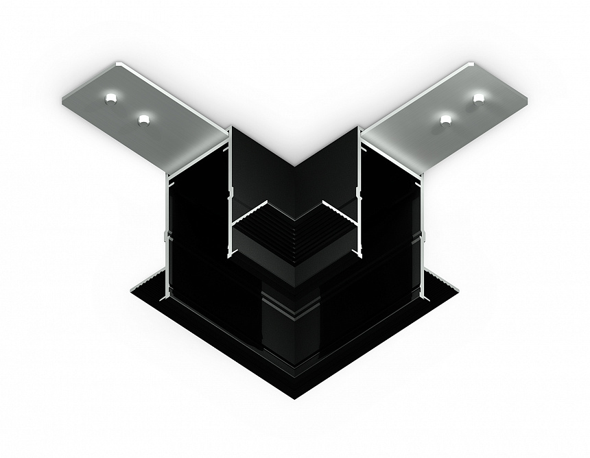 GL1040 BK черный коннектор угловой для встраиваемого шинопровода Magnetic 220V 80*80*47