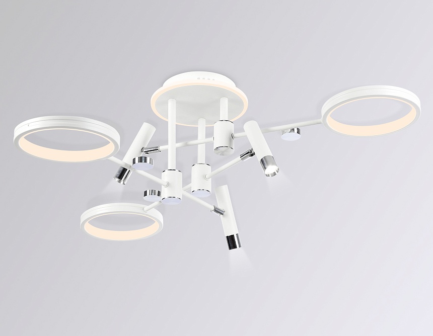 FL51646/3+3 WH/CH белый/хром 76W 3000K-6400K D700*300 (ПДУ ИК)