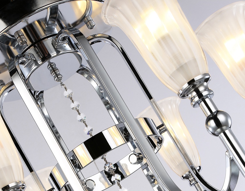 TR3243/6 CH/FR хром/белый матовый E14*6 max 40W D600*520