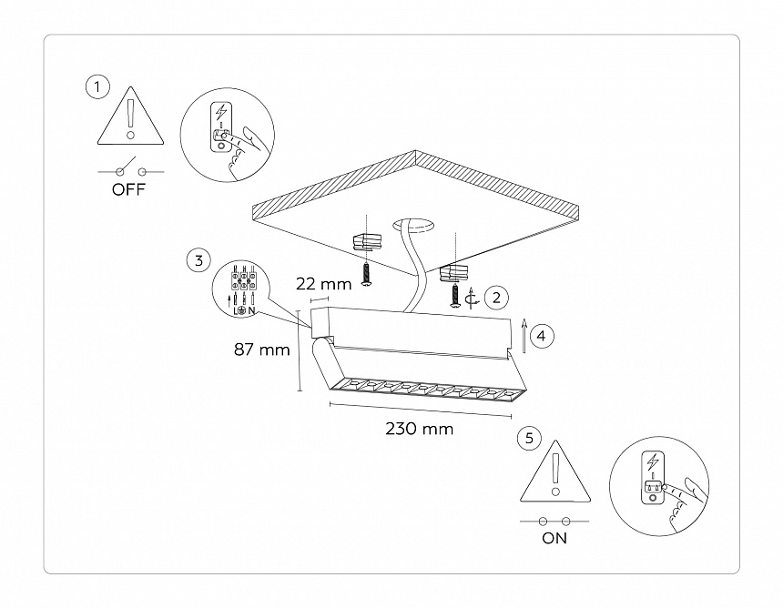 TA1825 WH белый LED 12W 4200K 230*22*87