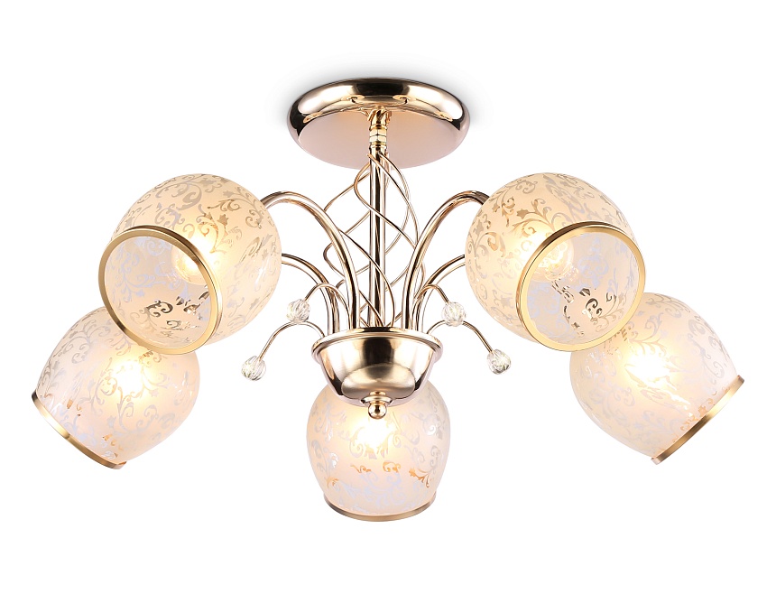 TR3189/5 GD/CL/FR золото/прозрачный/белый матовый E27/5 max 40W D600*285