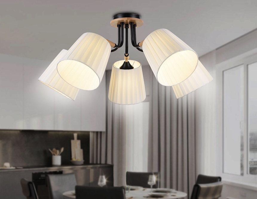 TR4733/5 BK/LWD черный/светлое дерево E27/5 max 40W D610*270