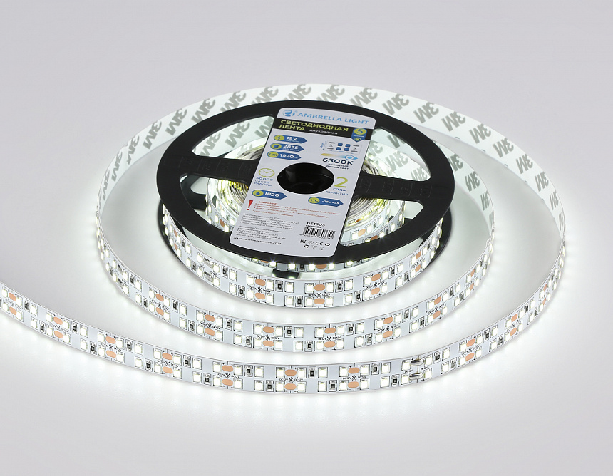GS1603 2835 240Led/ 19.2W m/ 12V IP20 6500K/ 5000*14*1.2mm (2 конт.) GS1603 2835 240Led/ 19.2W m/ 12V IP20 6500K/ 5000*14*1.2mm (2 конт.)