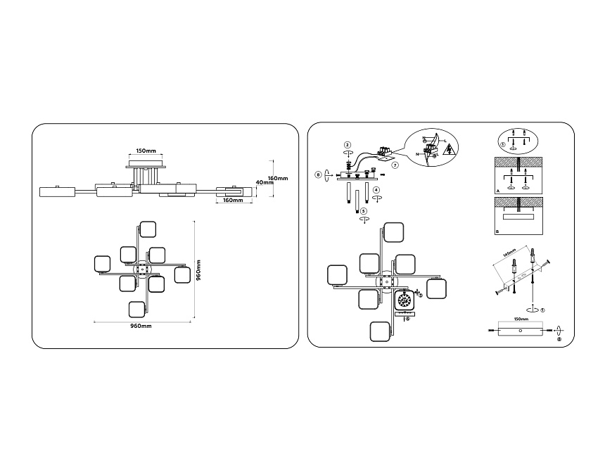 FL4888/8 WH/WD белый/дерево 144W 3000-6000K  960*960*160 (без ПДУ)